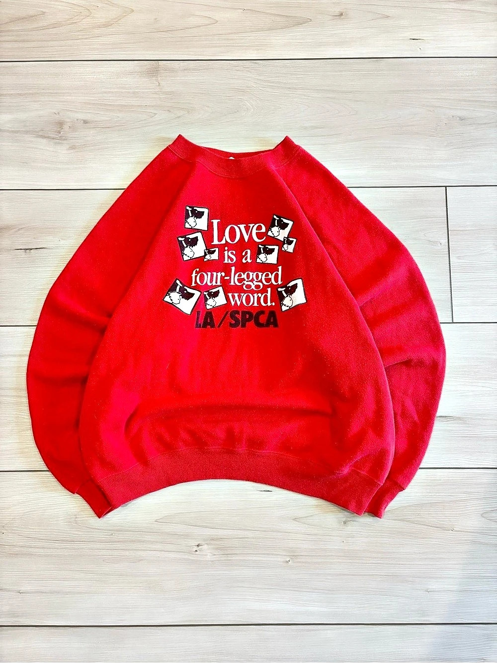 80s Vintage LA SPCA Animal shelter women’s red crewneck pullover sweatshirt